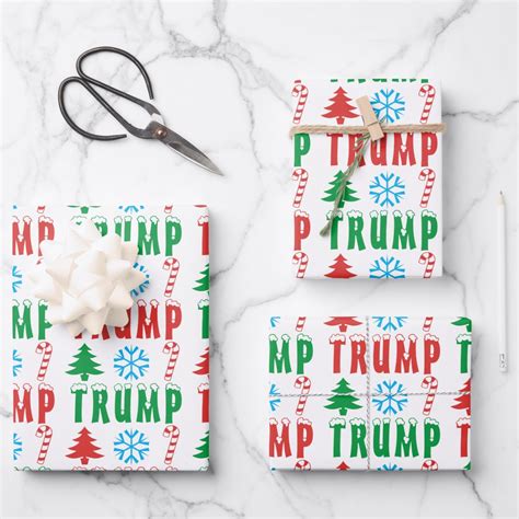 Trump Festive Christmas Wrapping Paper | Zazzle