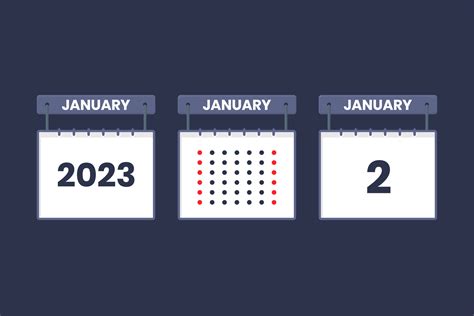 2023 calendar design January 2 icon. 2nd January calendar schedule, appointment, important date ...