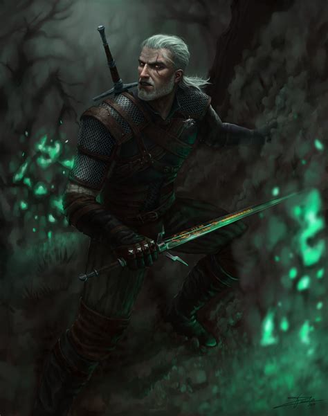 leather jackets, Geralt of Rivia, video game man, digital art, video ...