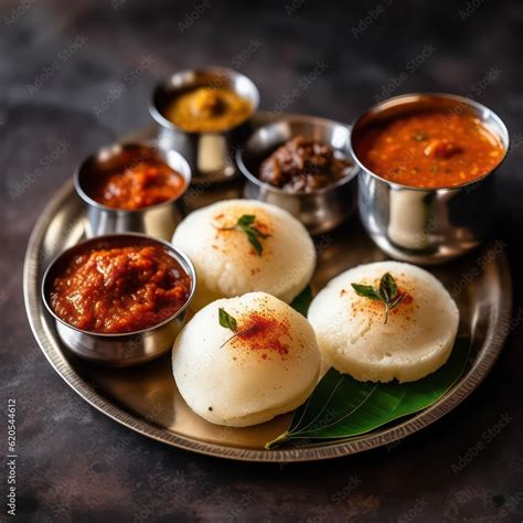 sambar and idli on autentic plate simple isolated white background Stock Photo | Adobe Stock