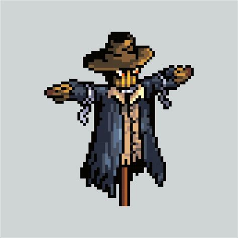 Pixel art illustration Scarecrow. Pixelated Scarecrow. Creepy Scarecrow Farm icon pixelated for ...