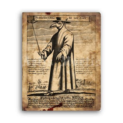 Printable Plague Doctor medieval dark art, black death poster