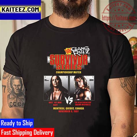 Shawn Michaels Vs Bret Hart 1997 Survivor Series Vintage T-Shirt - Kaiteez