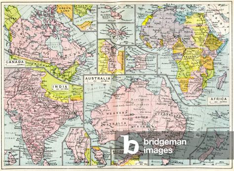 Image of Map of British possessions in 1914 at the outbreak of by English School, (20th century)