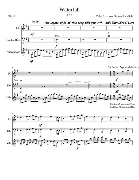 Waterfall Sheet music for Flute, Contrabass, Vibraphone (Mixed Trio) | Musescore.com