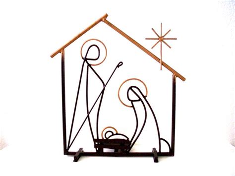 Mid Century Modern 16" Iron Nativity Scene in the Style of Weinberg ...