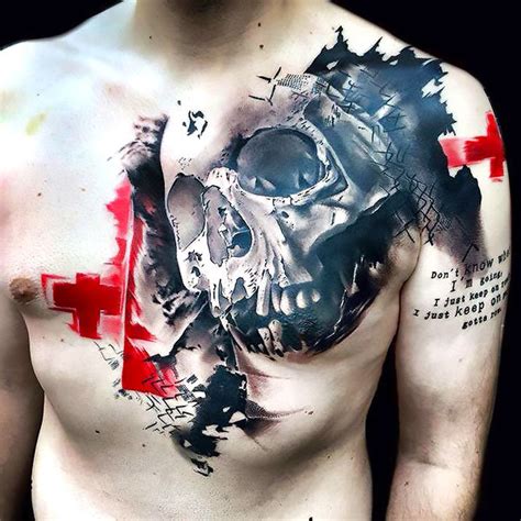 Trash Polka Skull Tattoo Idea