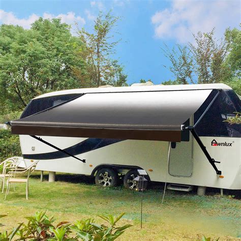 Buy Awnlux Black Manual Modular Retractable RV Awning Full Set Assemblies for RV, 5th Wheel ...