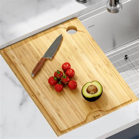 KRAUS Workstation Kitchen Sink 12 in. Solid Bamboo Cutting Board - Walmart.com - Walmart.com