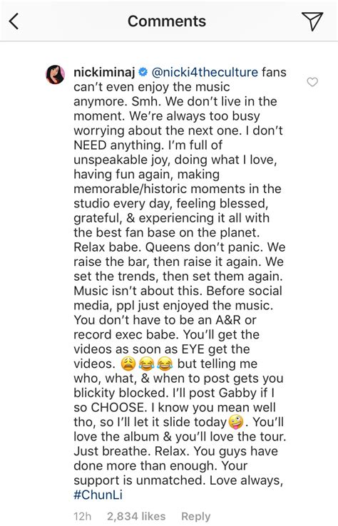 Nicki Minaj Responds To Fan On Instagram: 'Queens Don't Panic' | Billboard