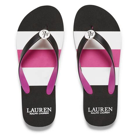 Lauren Ralph Lauren Women's Elissa 2 Striped Flip Flops - Black/White | FREE UK Delivery | Allsole