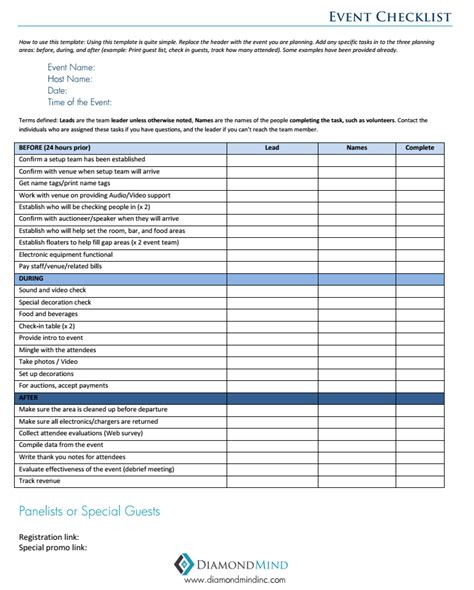 55 Free Event Planning Checklist Template | hennessy events