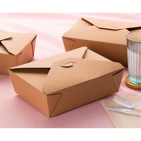 Kraft Paper Take-Out Box - 100-Pack Disposable Food Containers, 71oz ...