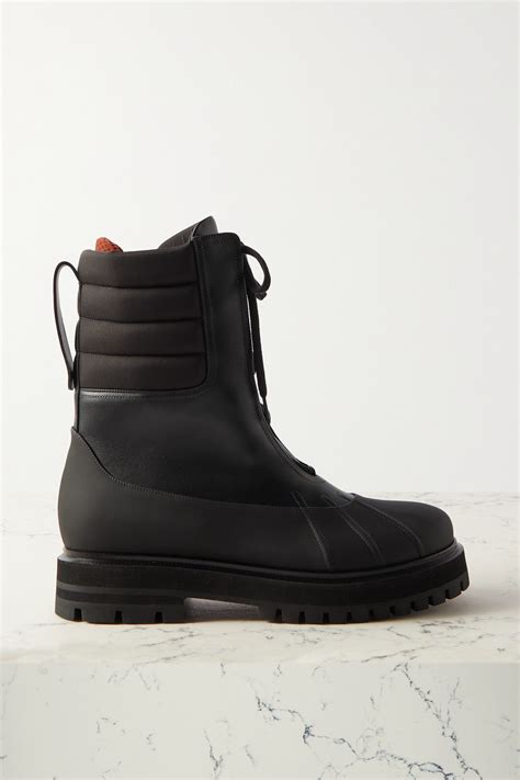 Loro Piana Regent Shell And Leather Ankle Boots In Black | ModeSens