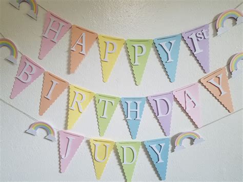 Pastel Rainbow Birthday Banner Pastel Rainbow Party Pastel | Etsy