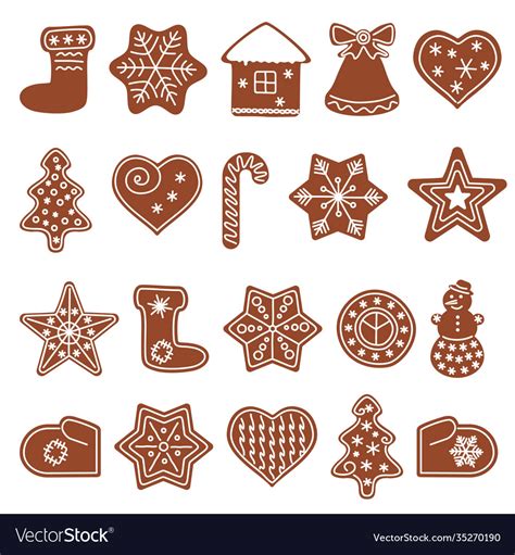 Set with gingerbread cookies different shapes Vector Image