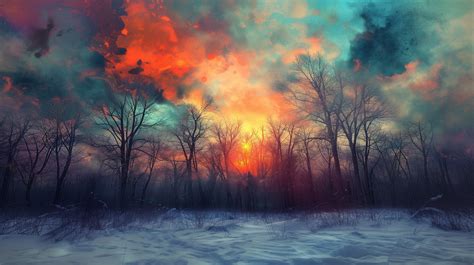 Winter Sunrise in Snowy Forest Wallpaper, HD Artist 4K Wallpapers, Images and Background ...