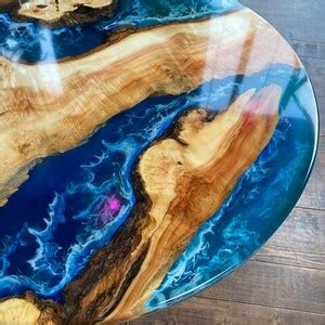 Custom Round Dining Table Blue River, Epoxy Resin Table Top, Coffee Table Top, Dining Table ...
