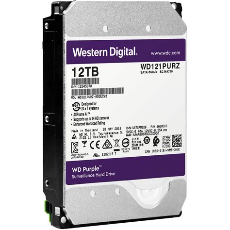 WD 12TB Purple 7200 rpm SATA III 3.5" Internal WD121PURZ B&H