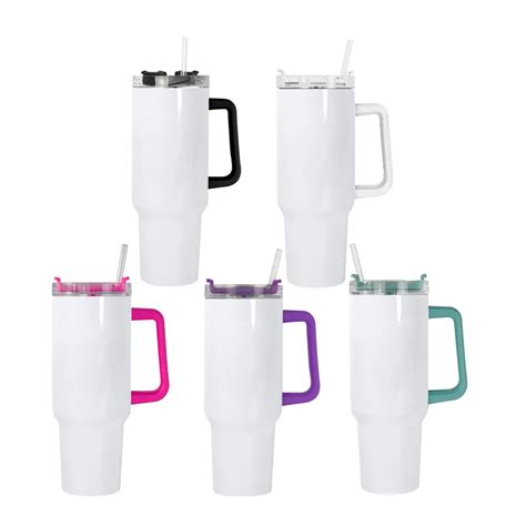 US$ 133.00 - RTS USA warehouse 40oz sublimation glossy tumbler with colored handles - www ...