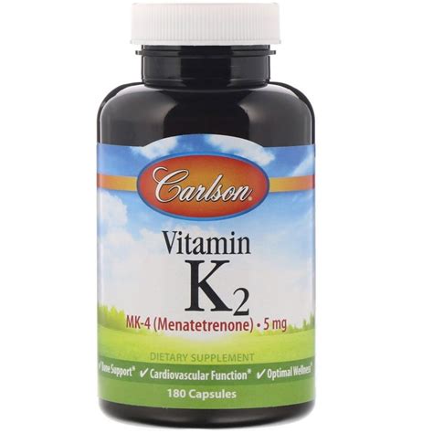 Carlson Labs, Vitamin K2, MK-4 (Menatetrenone), 5 mg, 180 Capsules | By ...