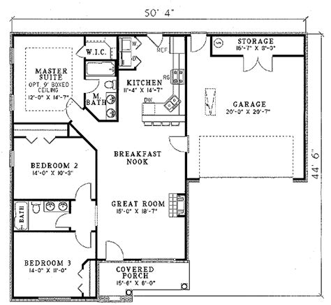 Traditional Style House Plan - 3 Beds 2 Baths 1250 Sq/Ft Plan #17-1117 ...