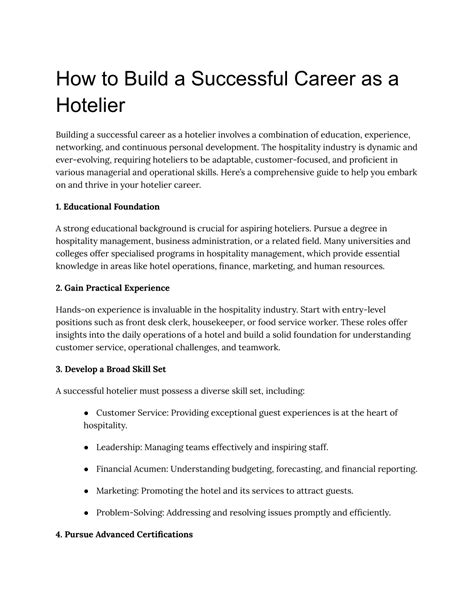 PPT - How to Build a Successful Career as a Hotelier PowerPoint Presentation - ID:13301660