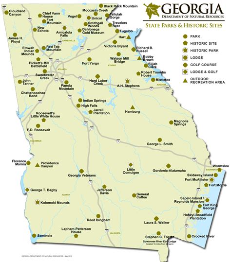 State Parks Georgia Map - Cities And Towns Map