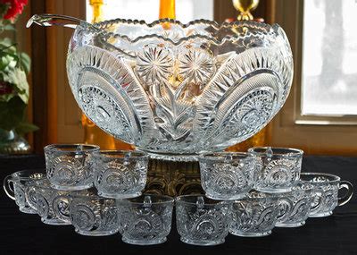 Antique Lead Crystal Punch Bowl Set - Antique Poster