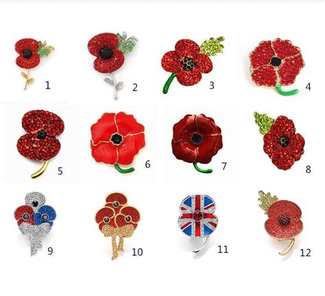 2021 Royal British Legion Brooch Red Diamante Crystal Poppy Flower ...