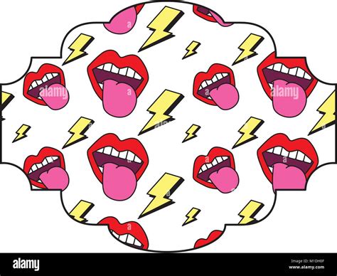 label pattern retro mouth tongue out rock and roll vector illustration Stock Vector Image & Art ...