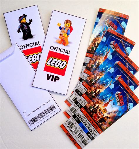 Free Printable Ticket Style Party Invitations -- The Lego Movie