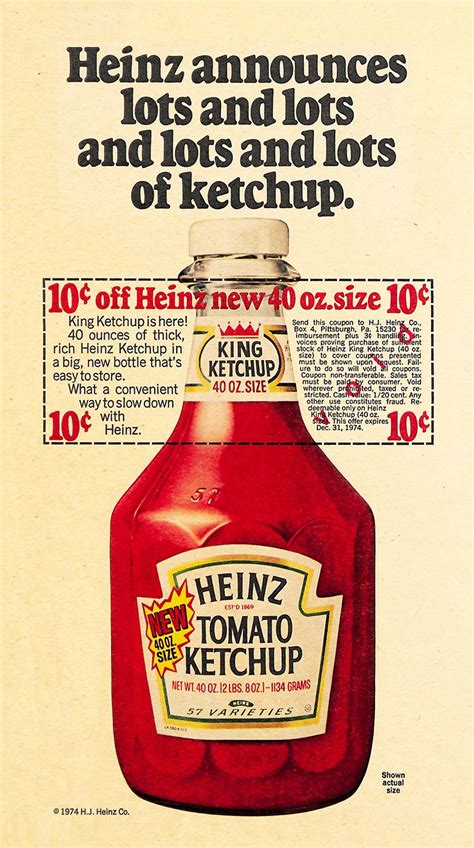 Heinz Ketchup Newspaper Coupon Print Ad DDB 1974 - Art Director: Charles Abrams Retro ...