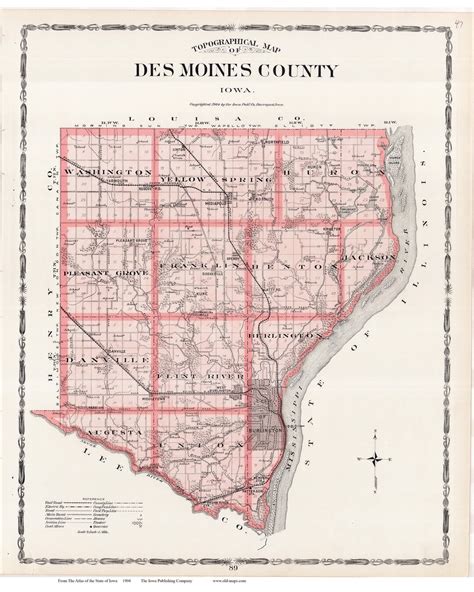 Des Moines County 1904 Old Town Map Reprint Iowa State Atlas Genealogy ...