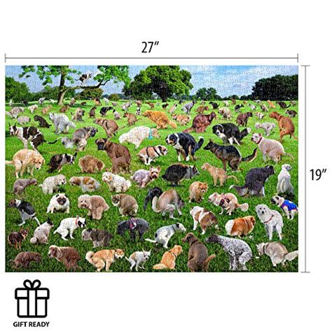 1000 Piece Puzzle, 101 Pooping Puppies, Dogs Pooping Puzzle, Perfect White Elephant Gag Gift ...