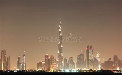 Dubai skyline at night stock image. Image of dusk, khalifa - 23180811