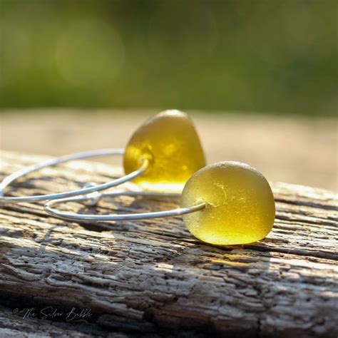 Hoop Earrings - Yellow Sea Glass