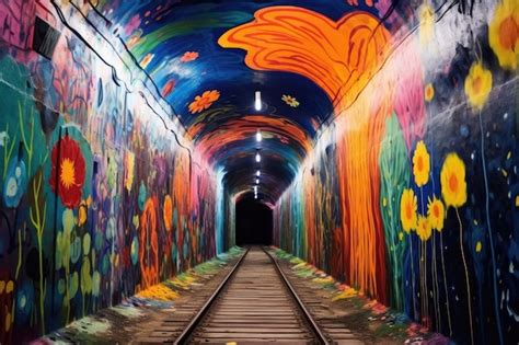 Premium AI Image | Colorful graffiti on subway tunnel walls created ...