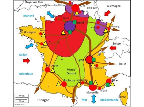 Croquis organisation territoriale de l'espace français métropolitain