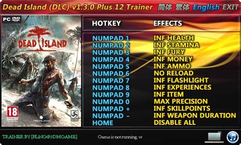 Dead Island: Trainer (+12) [1.3.0: Bloodbath Arena DLC] {FLiNG} — GamesRead.com