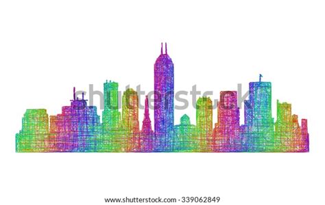 Indianapolis City Skyline Silhouette Multicolor Line Stock Vector ...