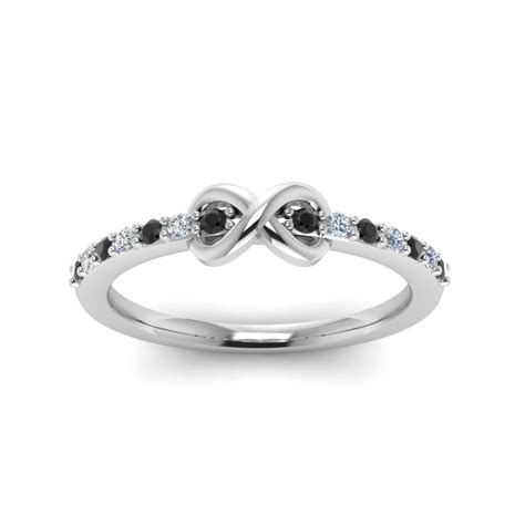 Delicate Infinity Promise Ring With Black Diamond In 14K White Gold | Black diamond ring ...