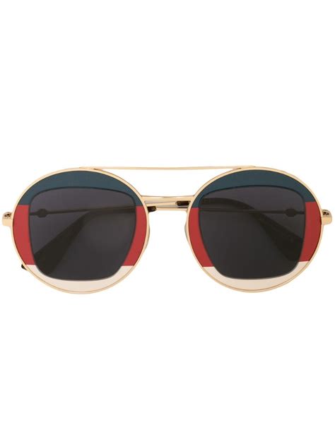 Gucci Round Frame Sunglasses In Black | ModeSens