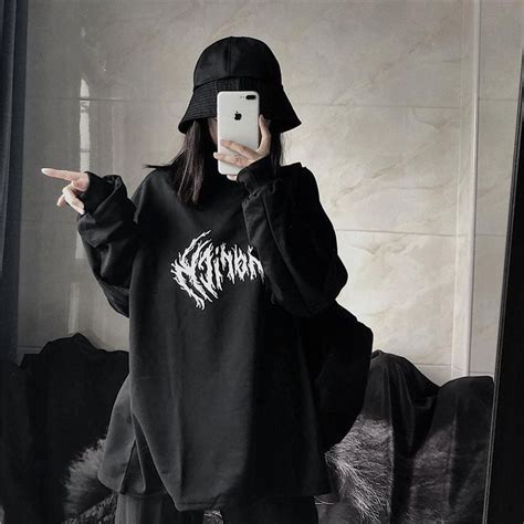 itGirl Shop | GRUNGE AESTHETIC FIRE FLAME PRINTED OVERSIZED SWEATSHIRT | Trang phục sắc nét ...