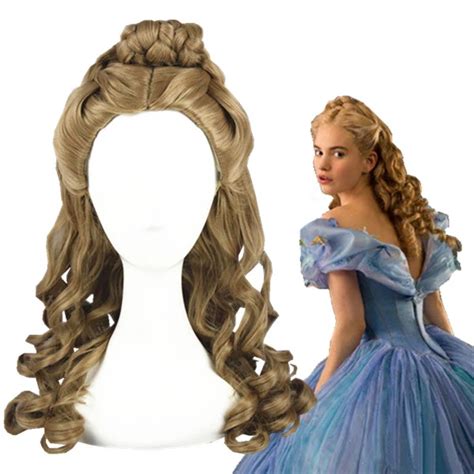 2015 Cinderella Wig Cosplay Role Play Halloween Film Movie Sandy Princess Synthetic Hair Bun-in ...