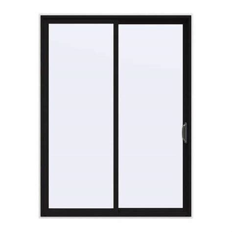 JELD-WEN 72 in. x 96 in. V-4500 Contemporary Black FiniShield Vinyl Right-Hand Full Lite Sliding ...