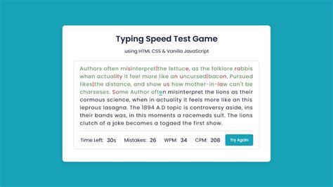 Typing Speed Test Game in HTML CSS & JavaScript