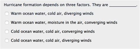 Solved Hurricane formation depends on three factors. They | Chegg.com