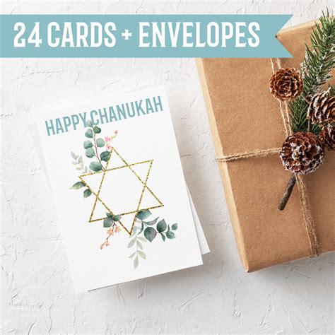 Hanukkah Cards w/Gold Jewish Star- 24 pack Chanukah Bulk Pack - Ritzy Rose