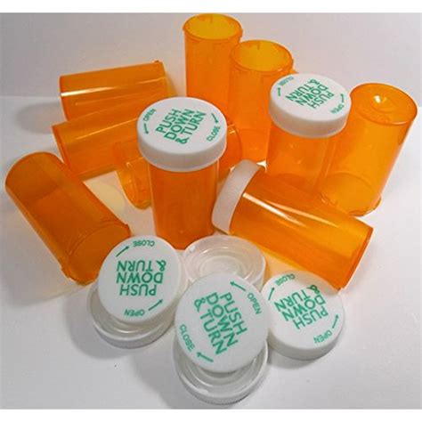 Medicine Pill Bottles w/ Child-Resistant Caps, Amber Pharmacy Grade ...